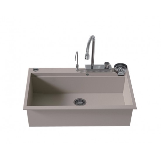 Ένθετος Νεροχύτης Quartz Multi Granite Sanitec 850 Μ79xΠ50cm Sienna (Καφε)